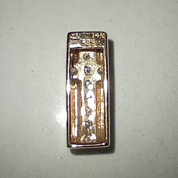 14Kt Yellow Gold Diamond Cross-Design Slide - Picture 4 of 4